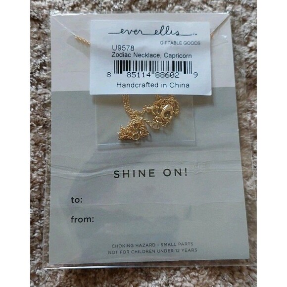 Capricorn Zodiac Bar Necklace 18K Gold Plated Ever Ellis 16" Dec 22 - Jan 19 - Picture 2 of 2